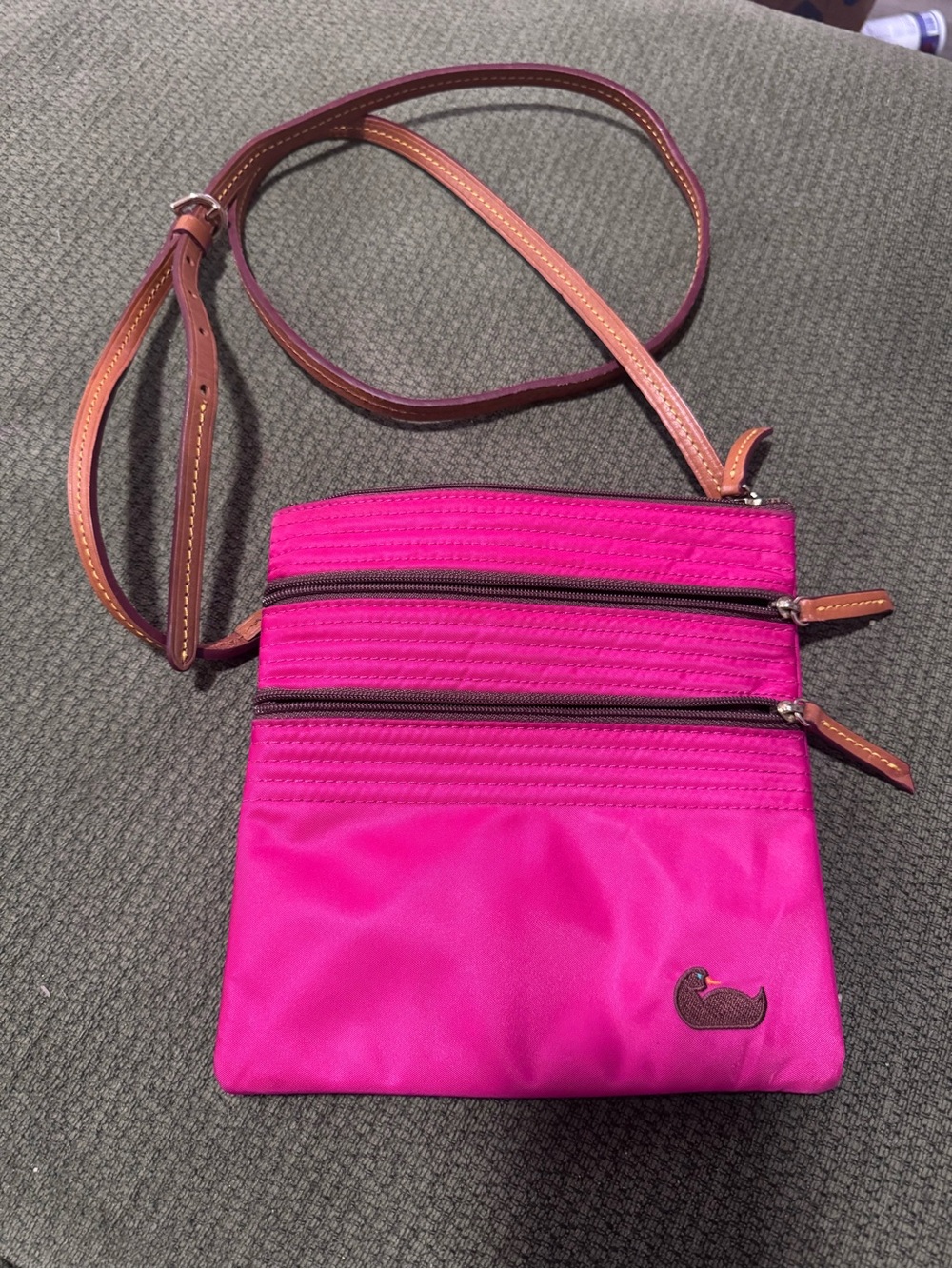 Dooney & Bourke Hot Pink Crossbody with Brown Leather Strap